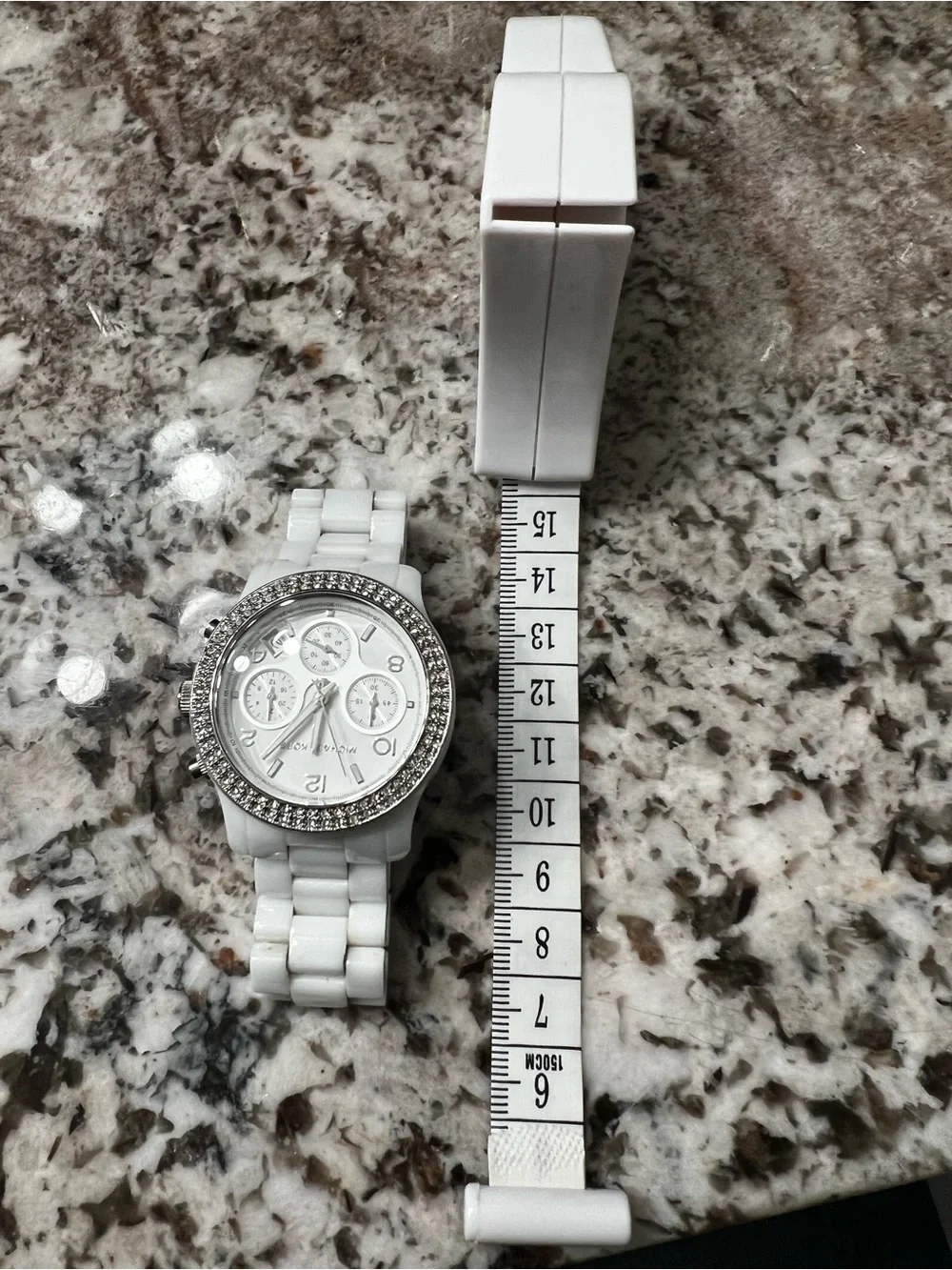 Michael Kors White Crystal-Trim Ceramic Chronograph Watch